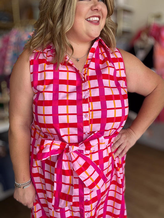 Endless Summer Plus-Size Checkered Maxi Dress