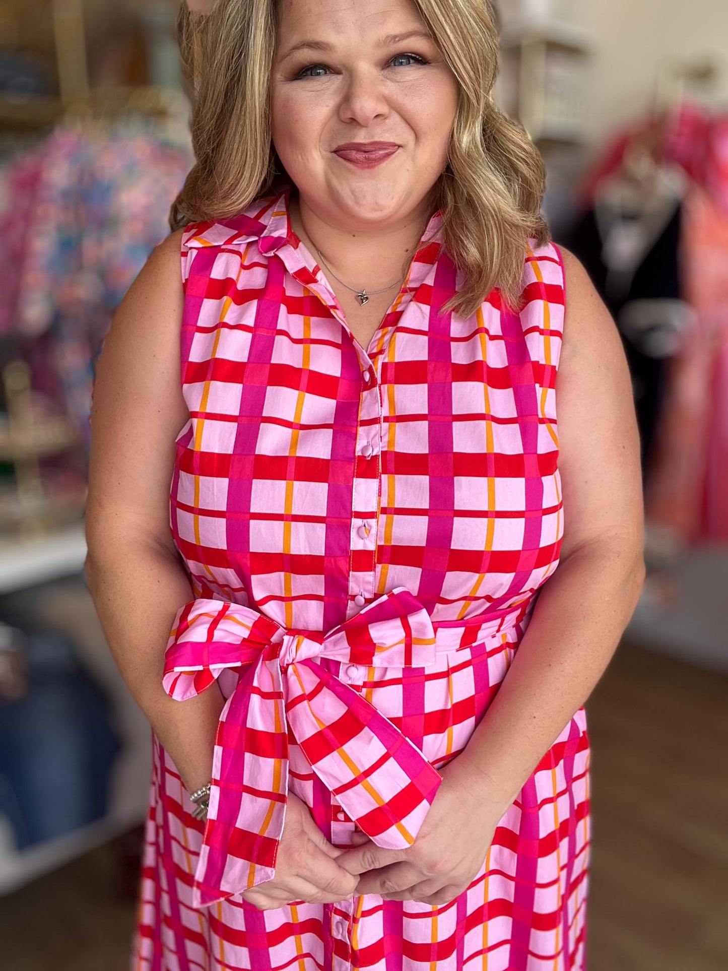Endless Summer Plus-Size Checkered Maxi Dress
