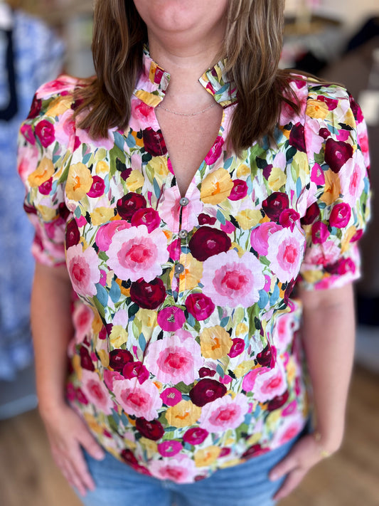 Floral Femininity Multicolor Floral Blouse