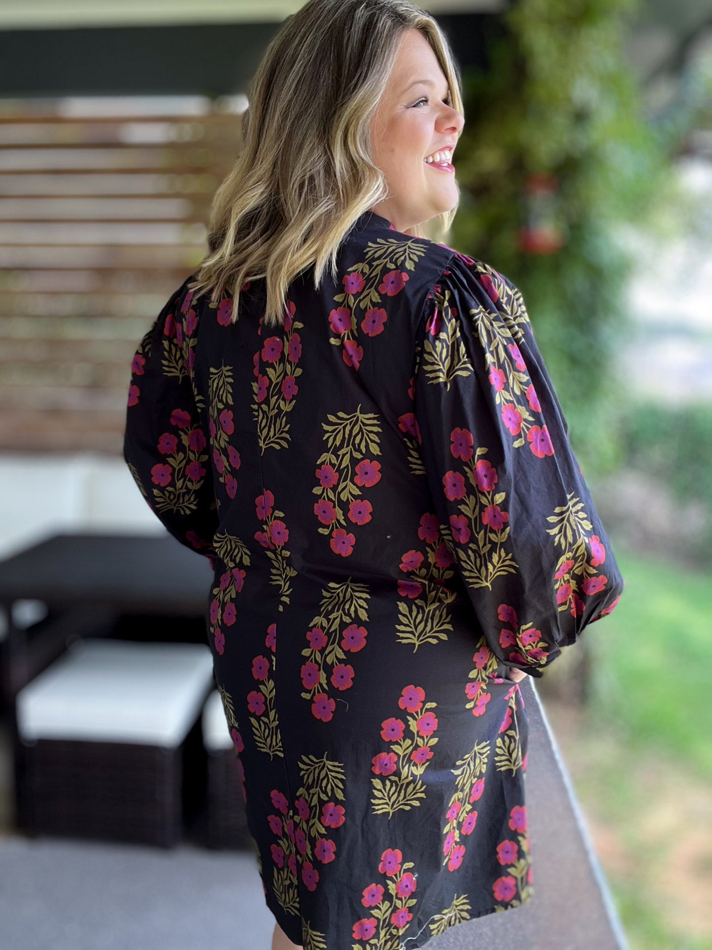 Follow Every Rainbow Curvy Black Blossom Dress