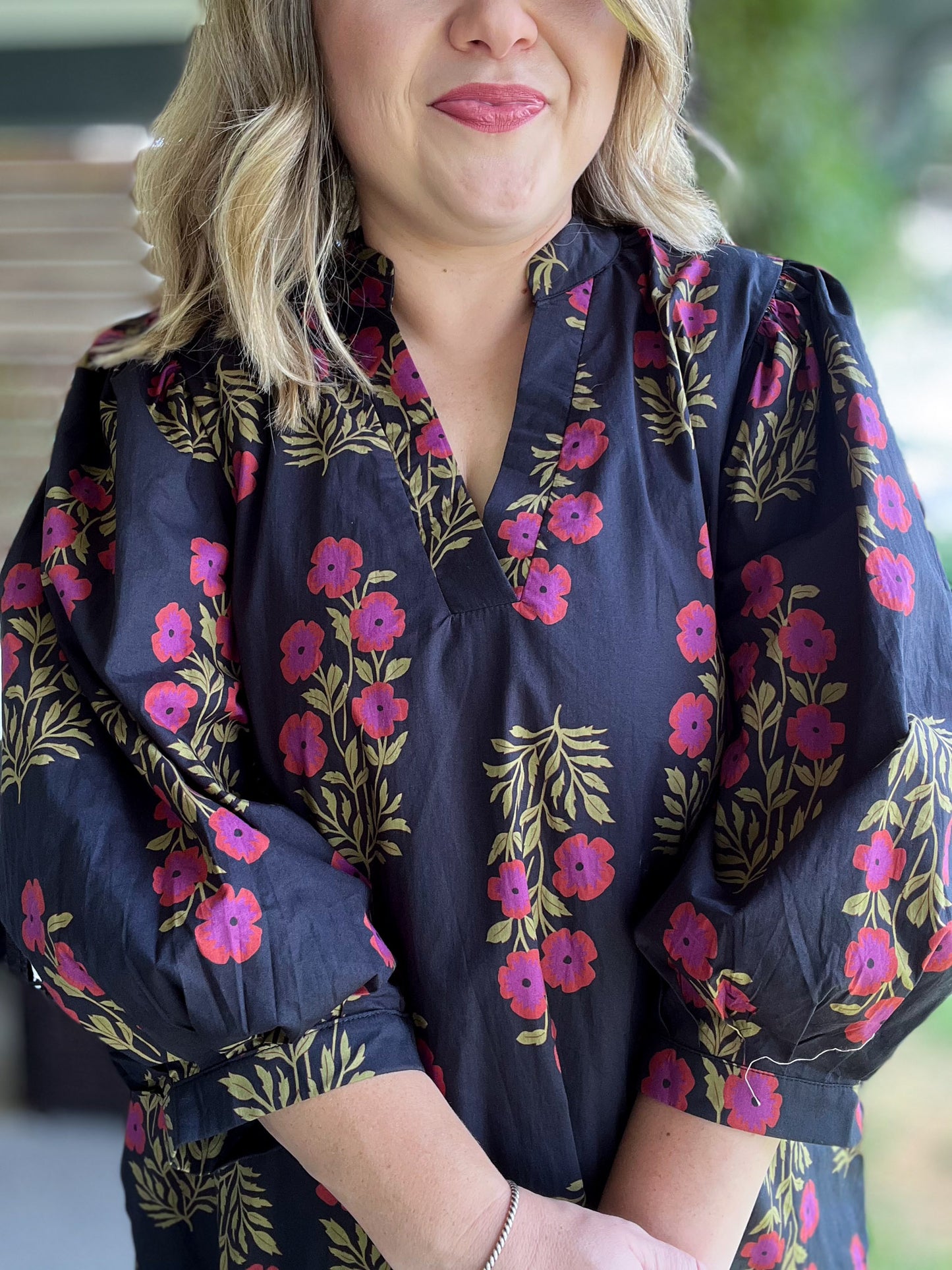 Follow Every Rainbow Curvy Black Blossom Dress