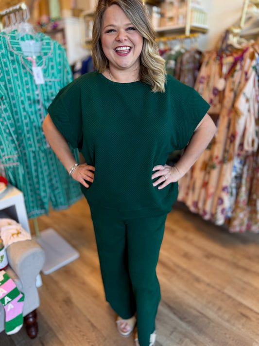 From the Sidelines Plus-Size Green Textured Set