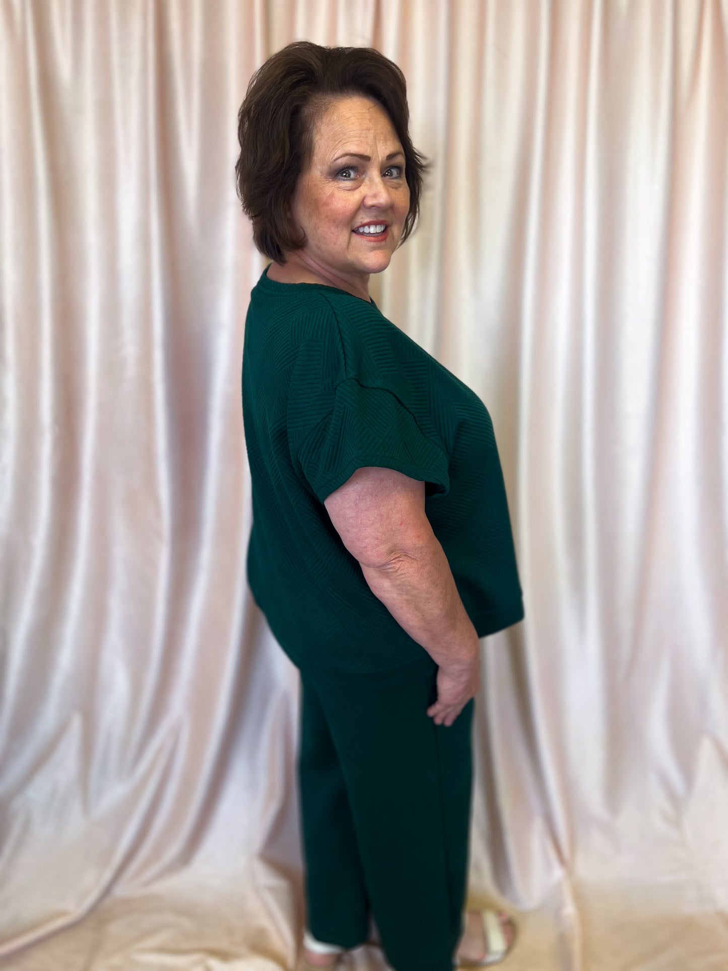 From the Sidelines Plus-Size Green Textured Set