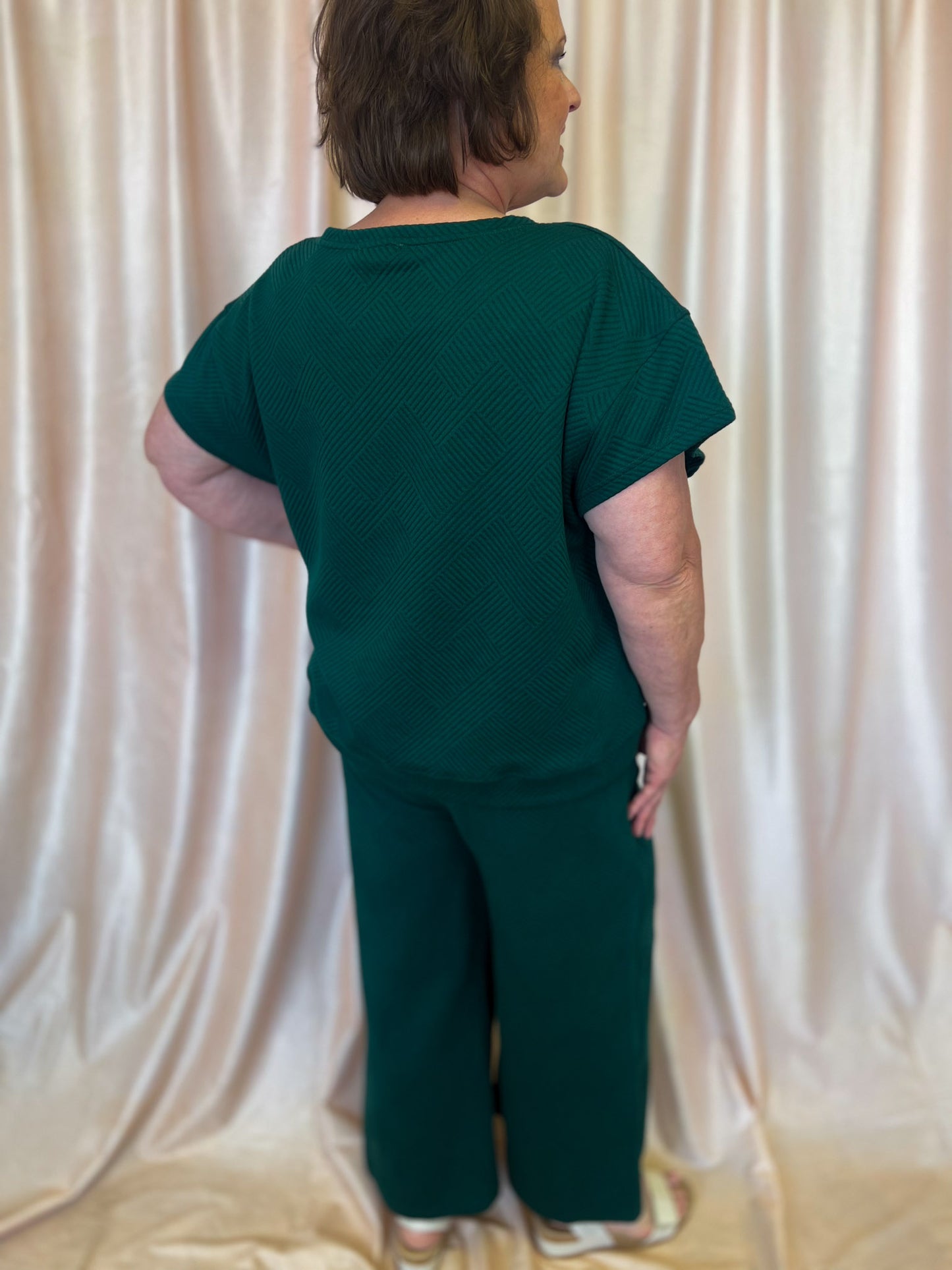 From the Sidelines Plus-Size Green Textured Set