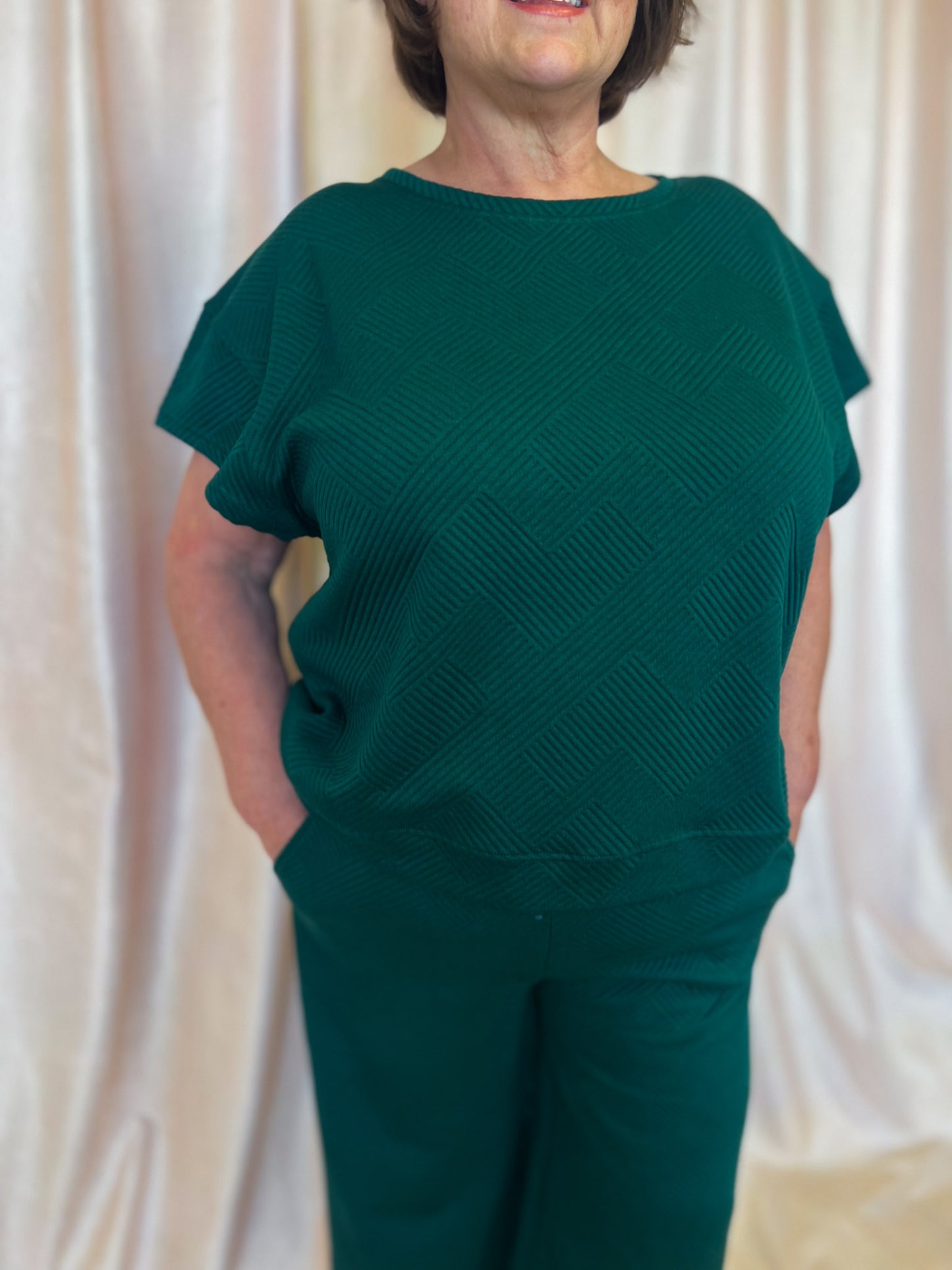 From the Sidelines Plus-Size Green Textured Set