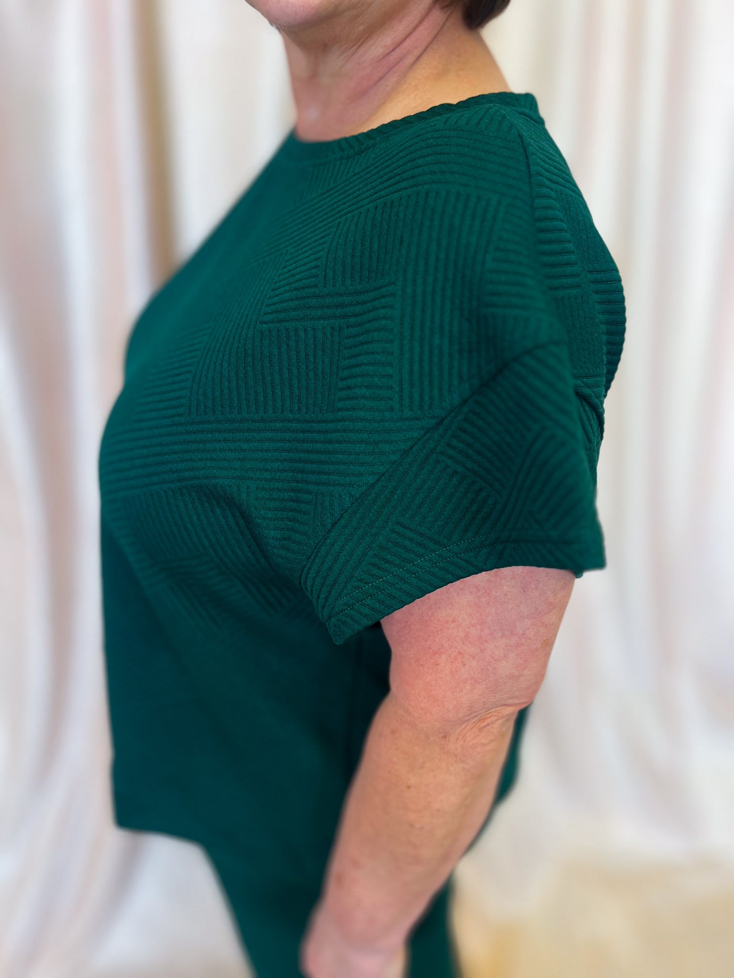 From the Sidelines Plus-Size Green Textured Set