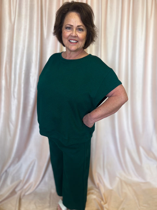 From the Sidelines Plus-Size Green Textured Set