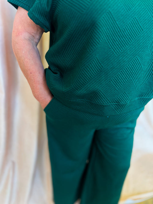 From the Sidelines Plus-Size Green Textured Set