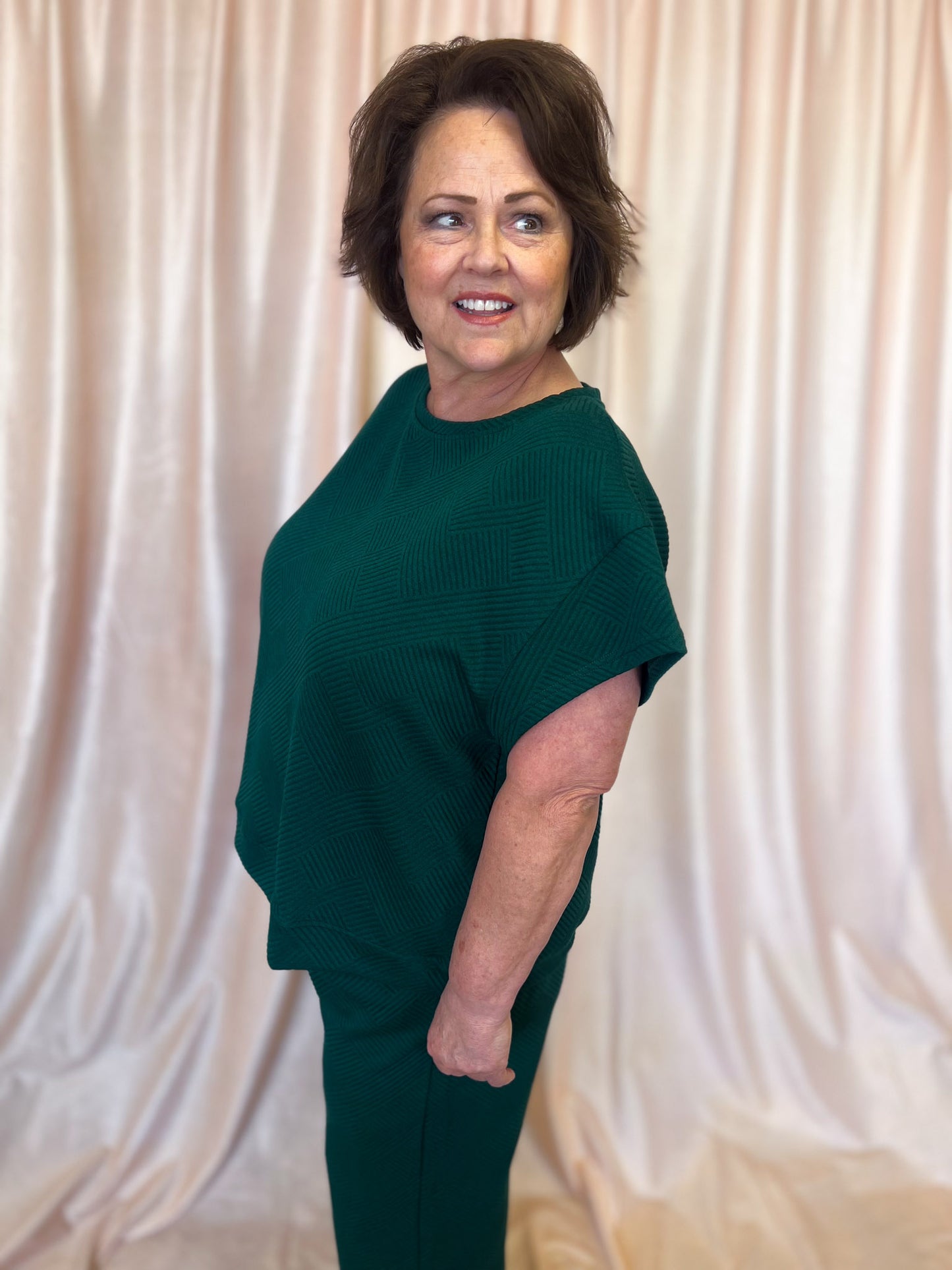From the Sidelines Plus-Size Green Textured Set