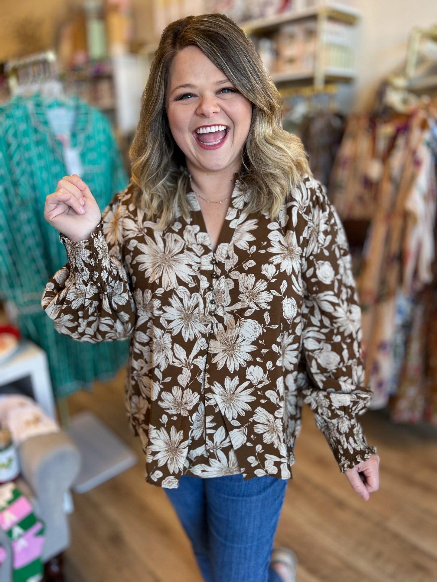 Golden Hour Glow Plus-Size Floral Top