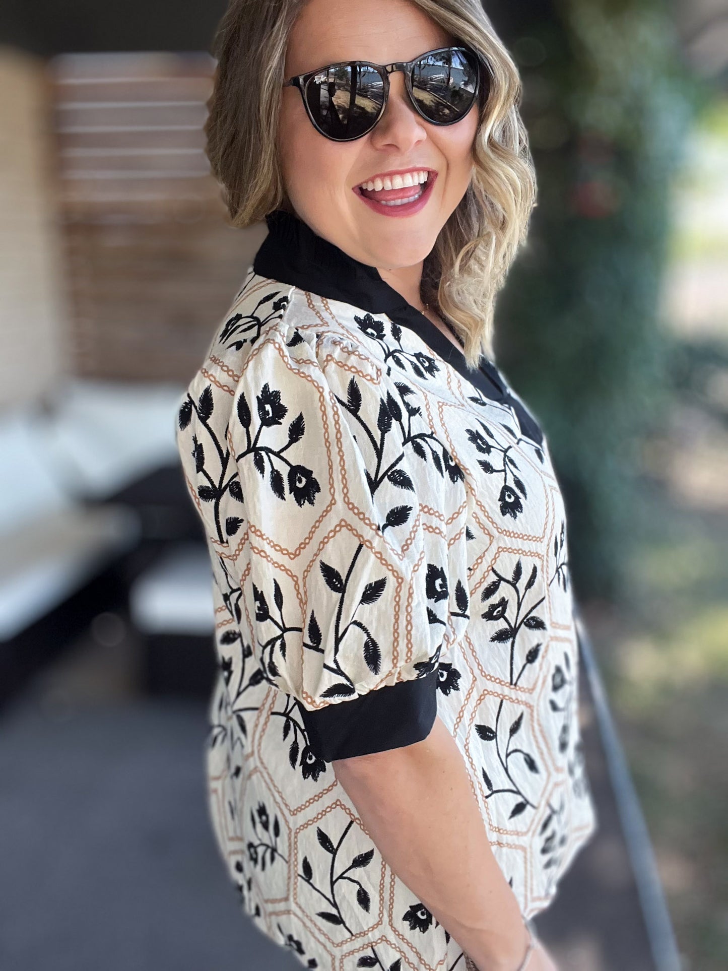 Happy Honeybee Curvy Embroidered Top