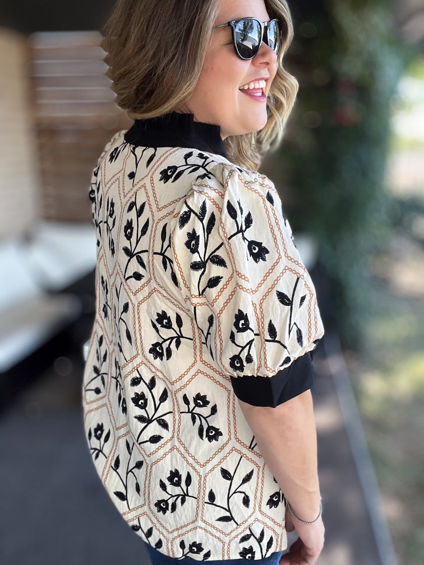 Happy Honeybee Curvy Embroidered Top