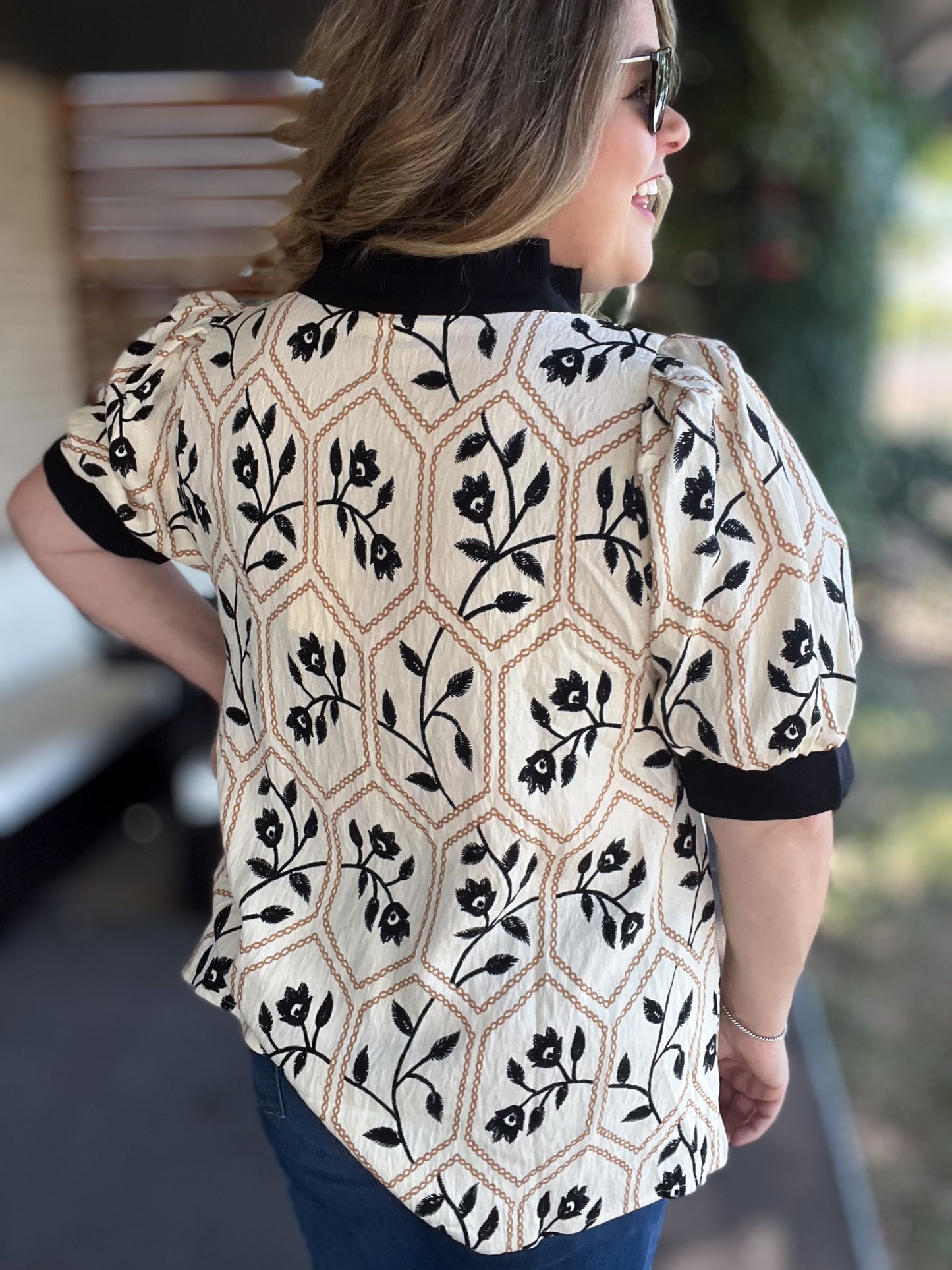 Happy Honeybee Curvy Embroidered Top