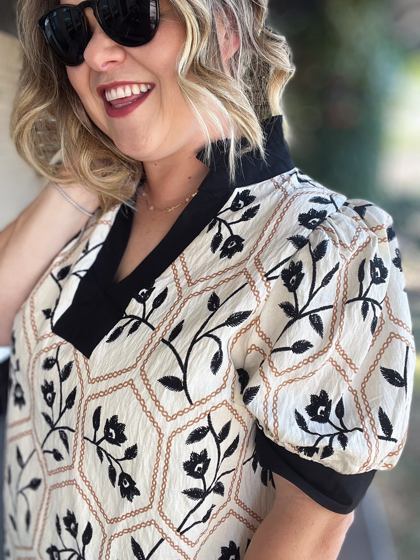 Happy Honeybee Curvy Embroidered Top