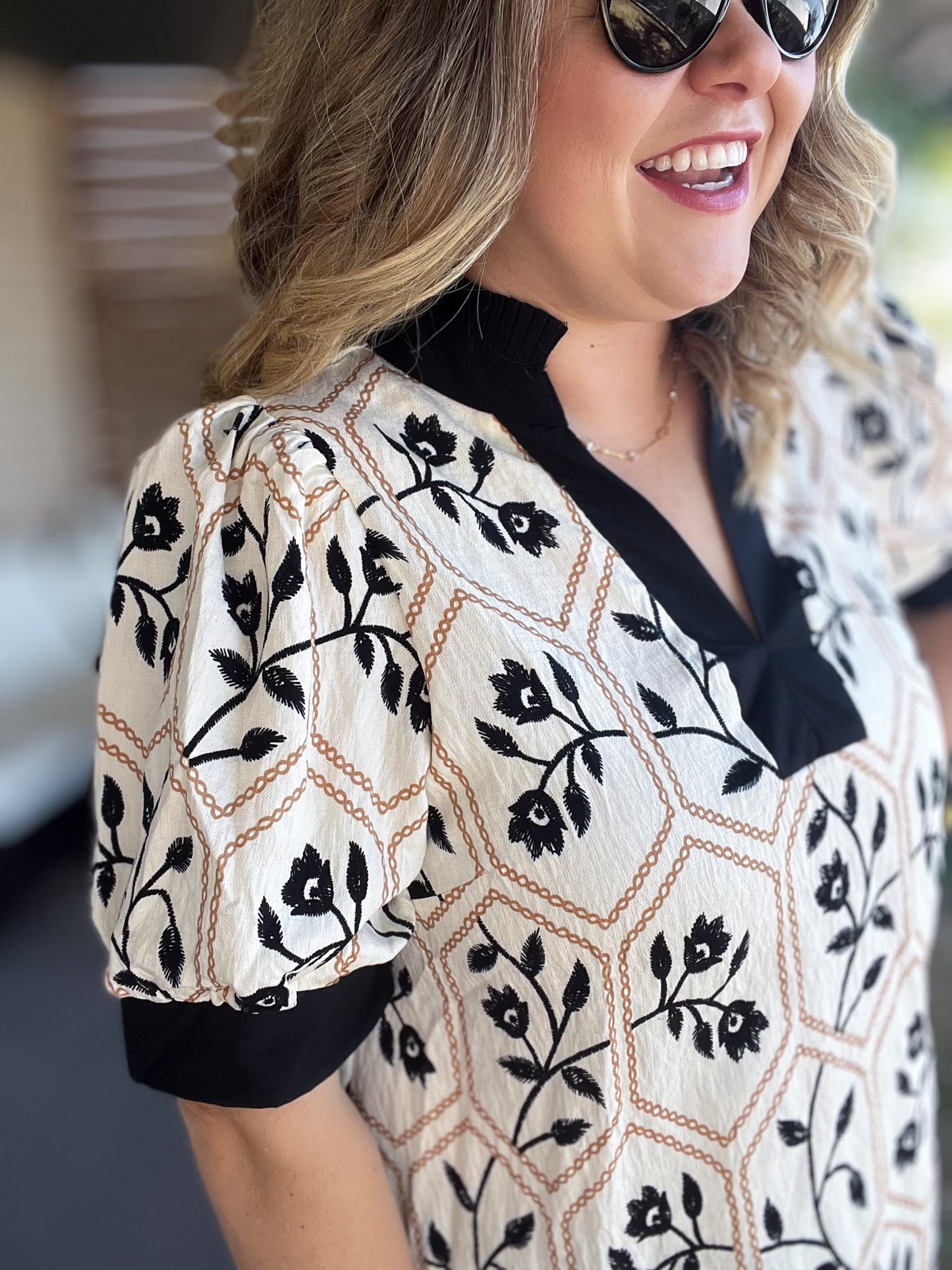 Happy Honeybee Curvy Embroidered Top