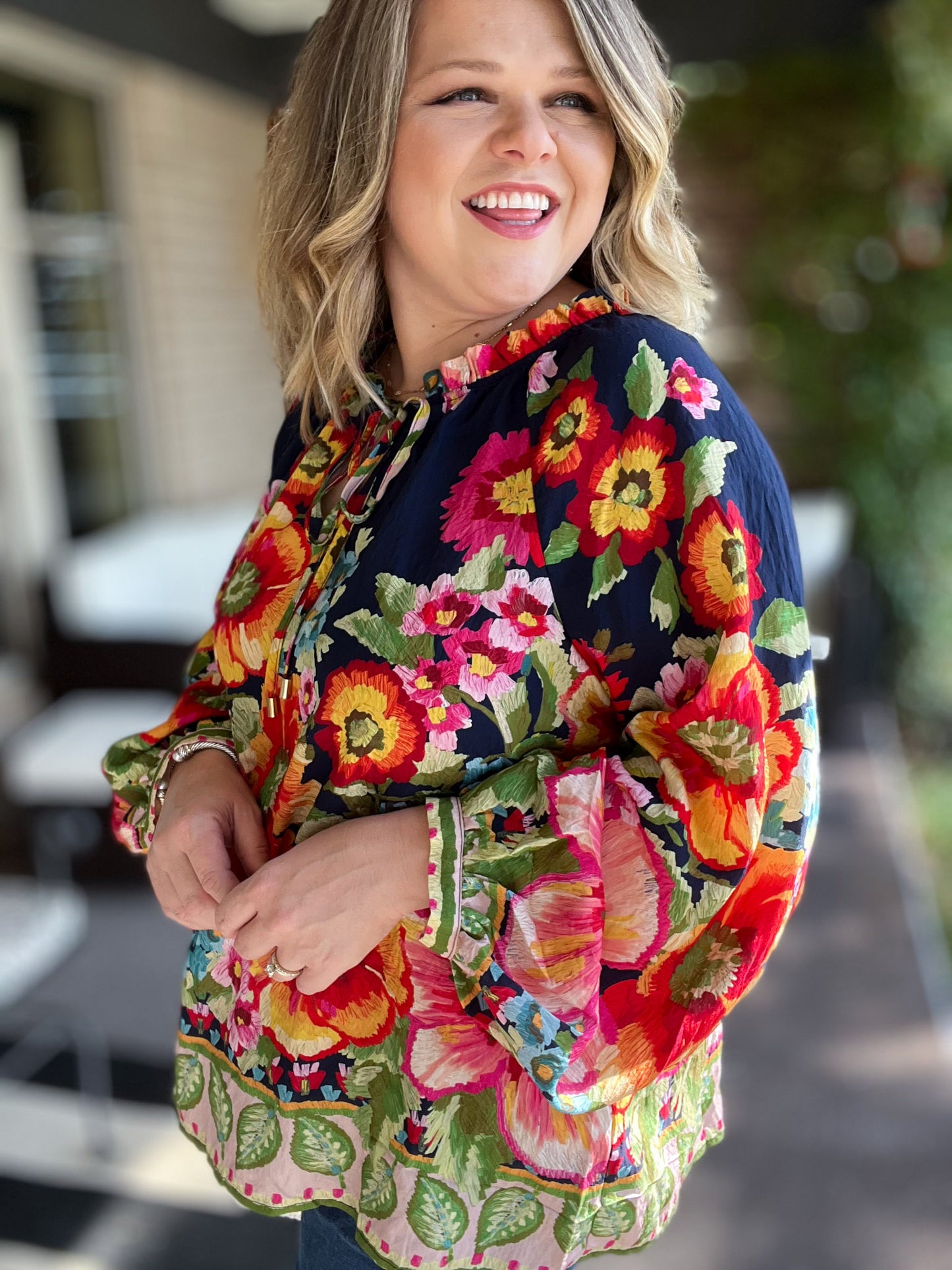 In Fall Bloom Plus-Size Floral Top