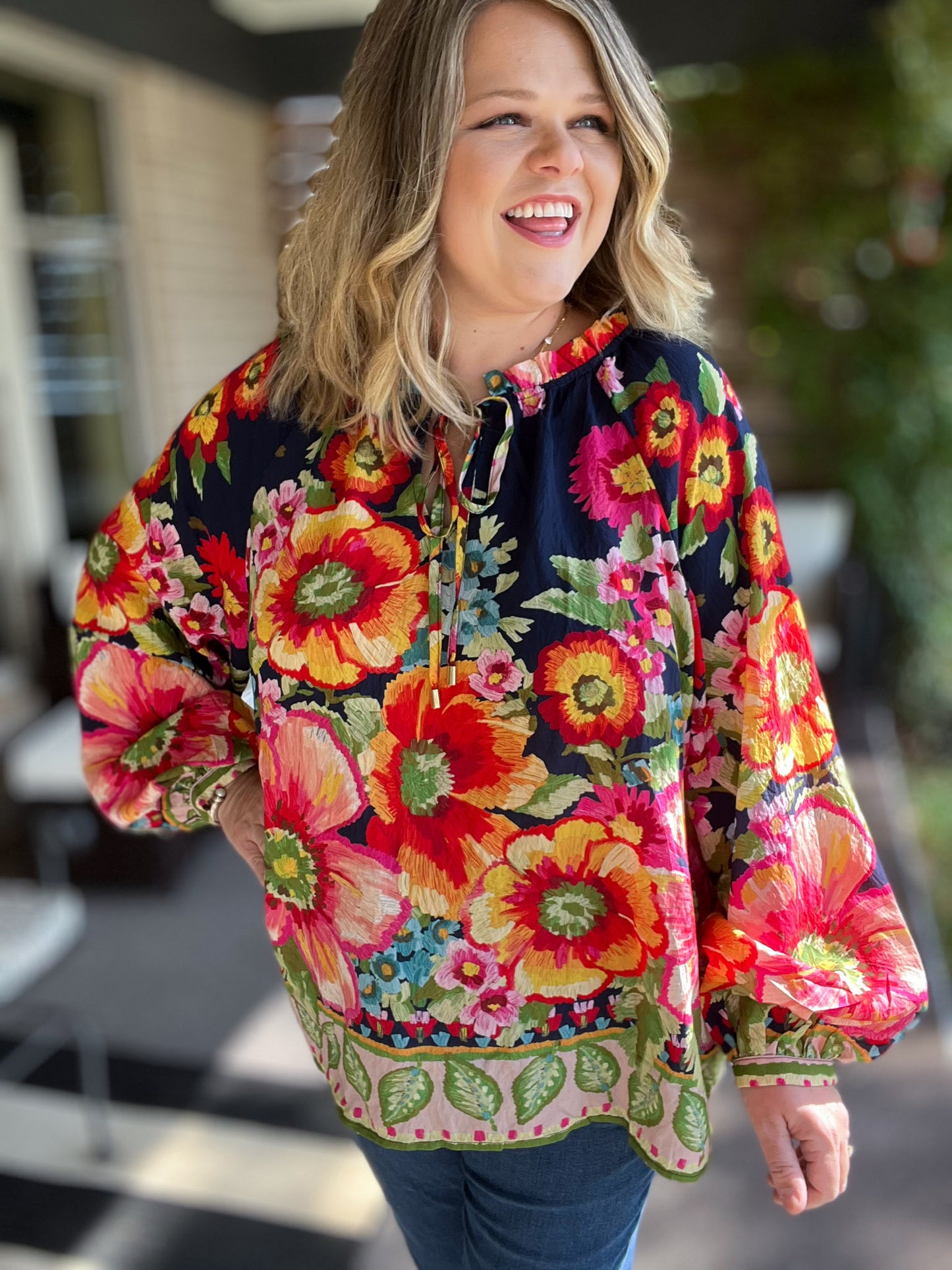 In Fall Bloom Plus-Size Floral Top