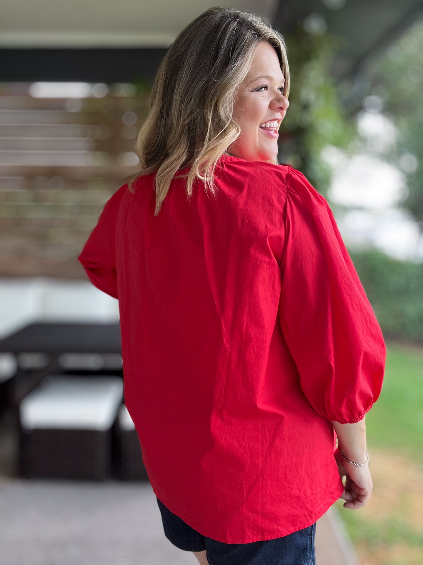 RESTOCKED! Innocent as a Rose Plus-Size Red Pleated Top