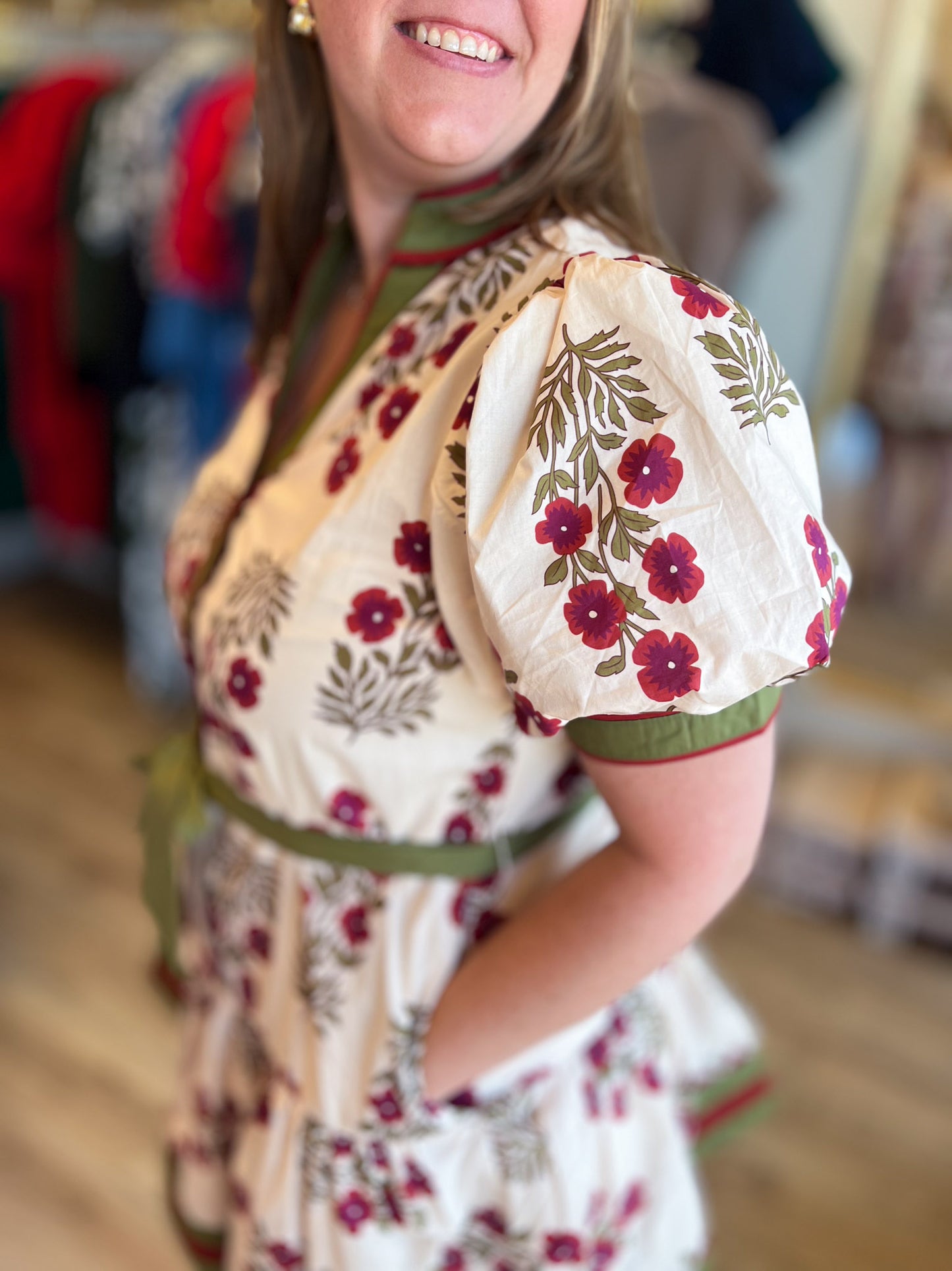 Japanese Tea Gardens Ecru Floral Dress