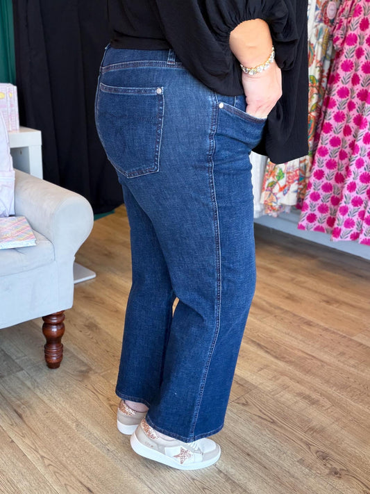 Judy Blue Plus-Size High Waist Amy Kick Flare Dark Jeans