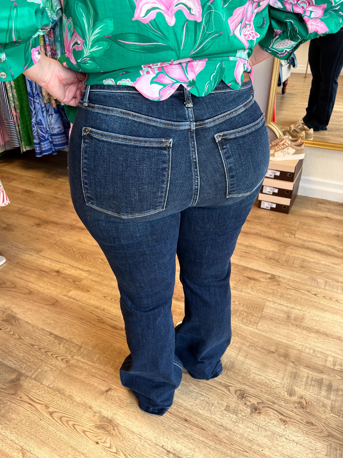 Judy Blue Plus-Size High Waist Dark Wash Flare Jeans