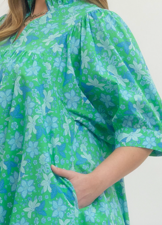 The Belle Jardin Curvy Green Mini Dress