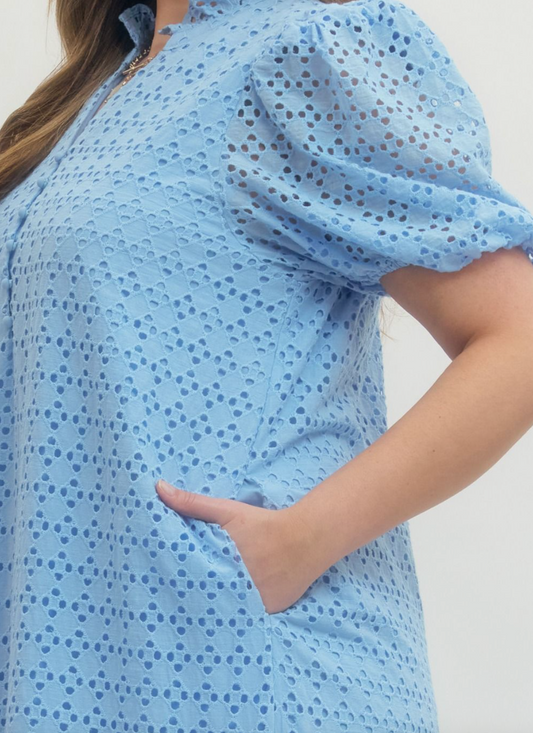 Bluebell Breeze Dress Curvy Blue Midi Dress