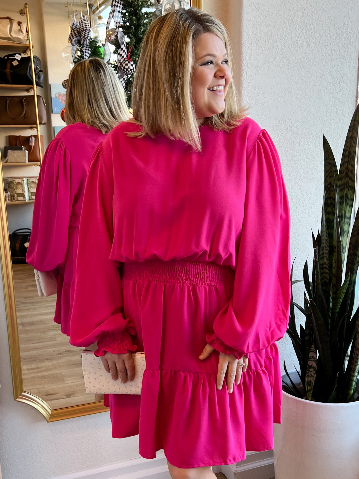 "Hot Date" Pink Smocked Dress