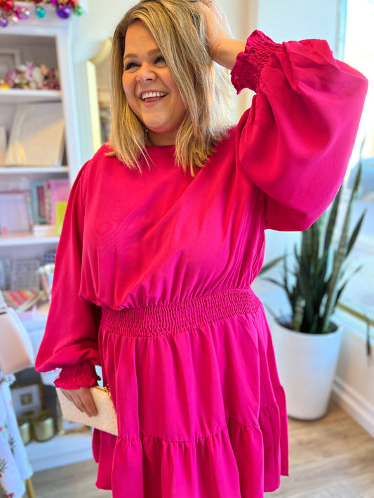 "Hot Date" Pink Smocked Dress