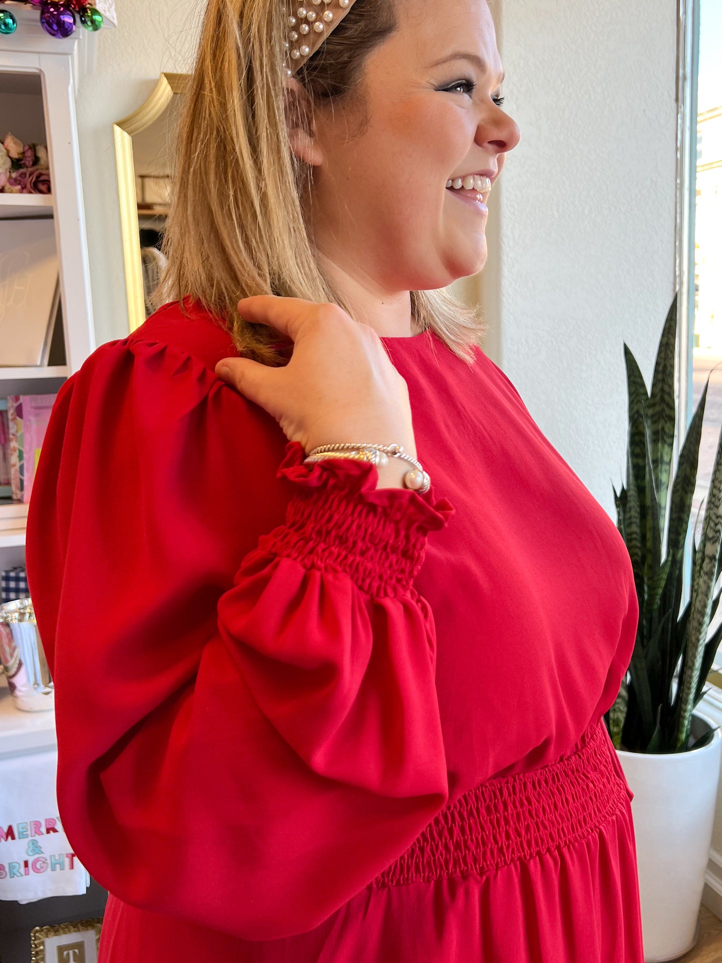 "Hot Date" Red Smocked Dress