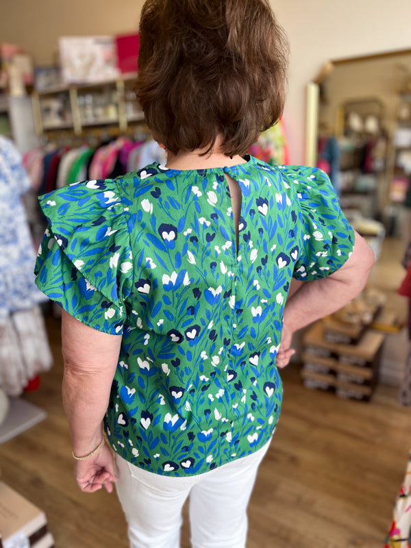RESTOCKED! "Star of the Show" Plus-Size Jade Ruffle Top