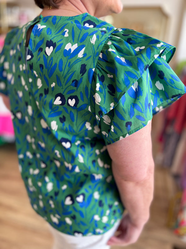 RESTOCKED! "Star of the Show" Plus-Size Jade Ruffle Top