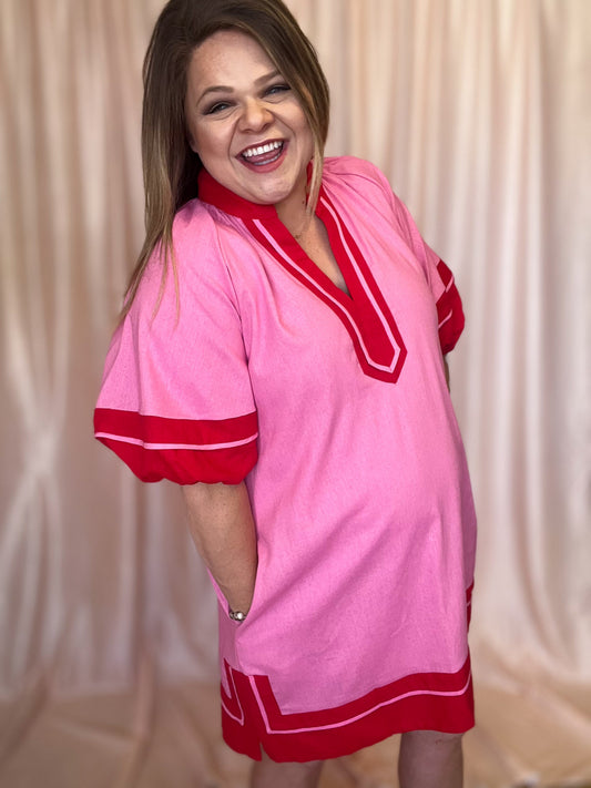 A Berry Good Time Curvy Pink & Red Dress