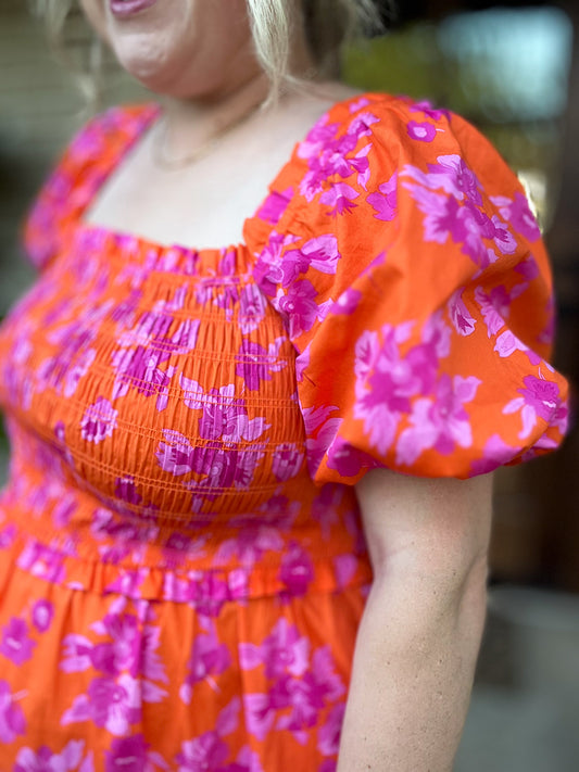 Bellini & Brunch Plus-Size Floral Smocked Maxi Dress