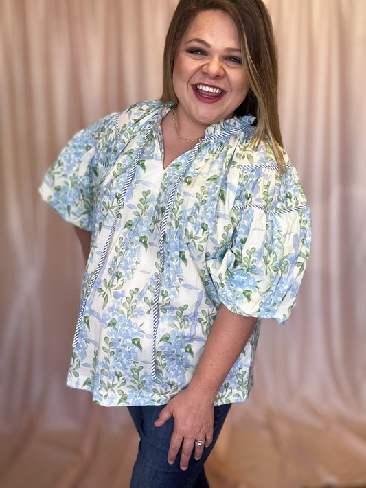 Cape Cod Cutie Curvy Blue Hydrangea Top