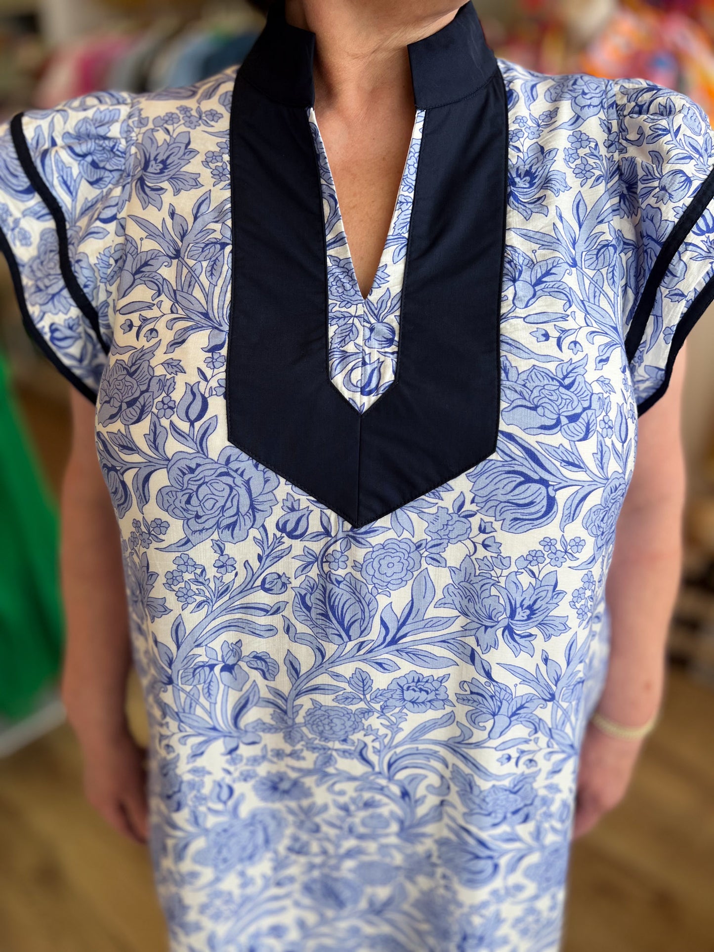 Coast to Coast Curvy Blue & White Floral Dress