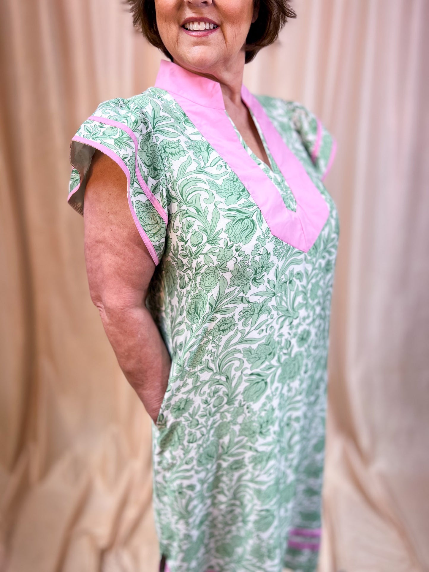 Heaven Sent Curvy Green & Pink Floral Dress