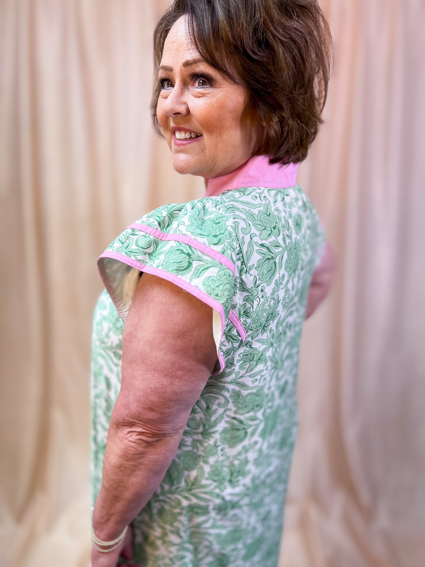 Heaven Sent Curvy Green & Pink Floral Dress