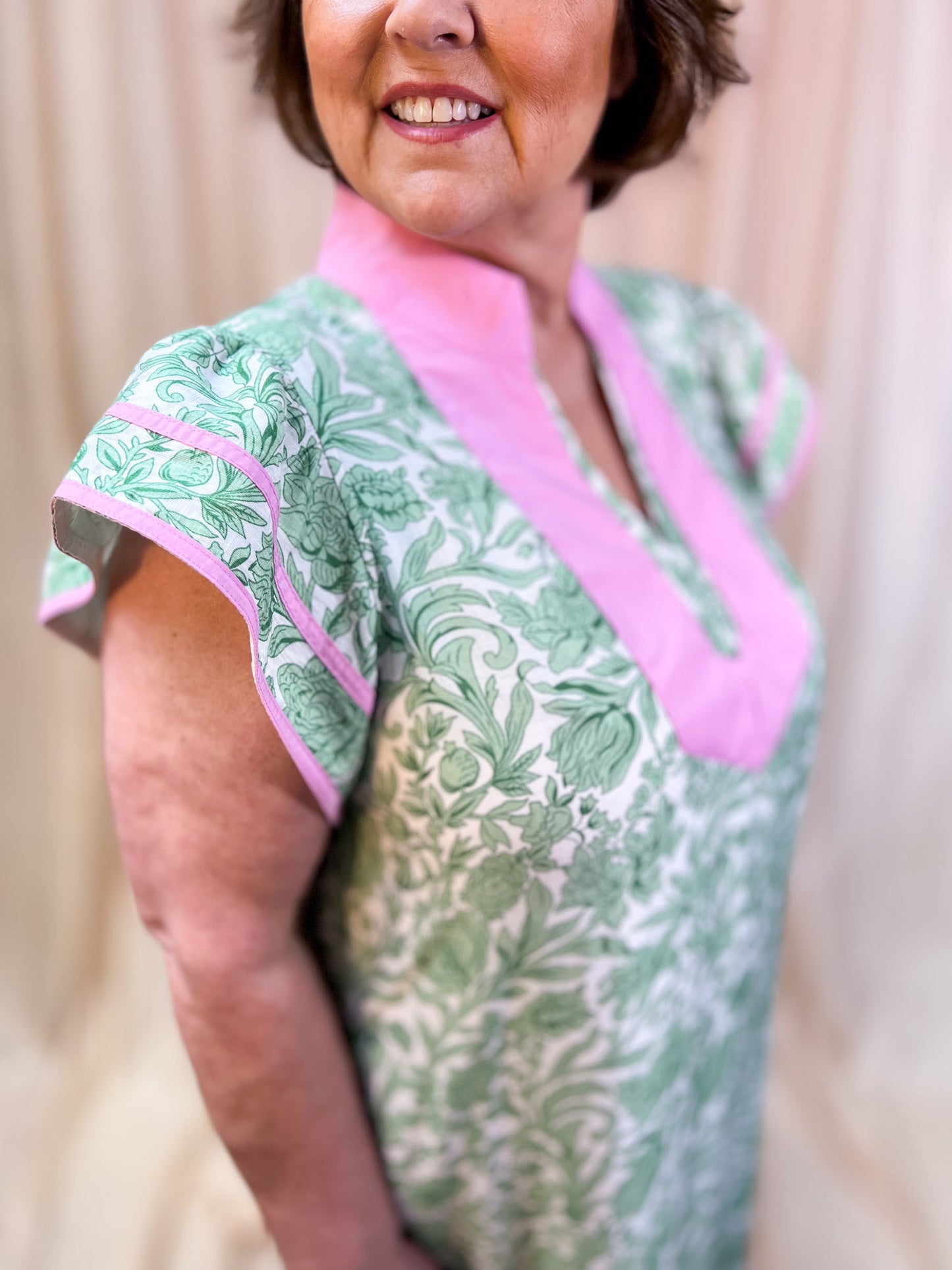 Heaven Sent Curvy Green & Pink Floral Dress