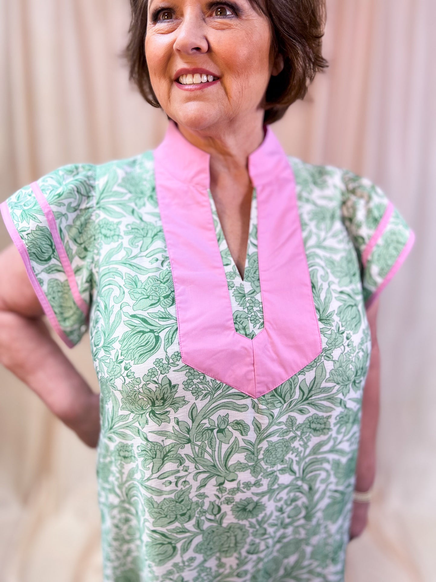 Heaven Sent Curvy Green & Pink Floral Dress