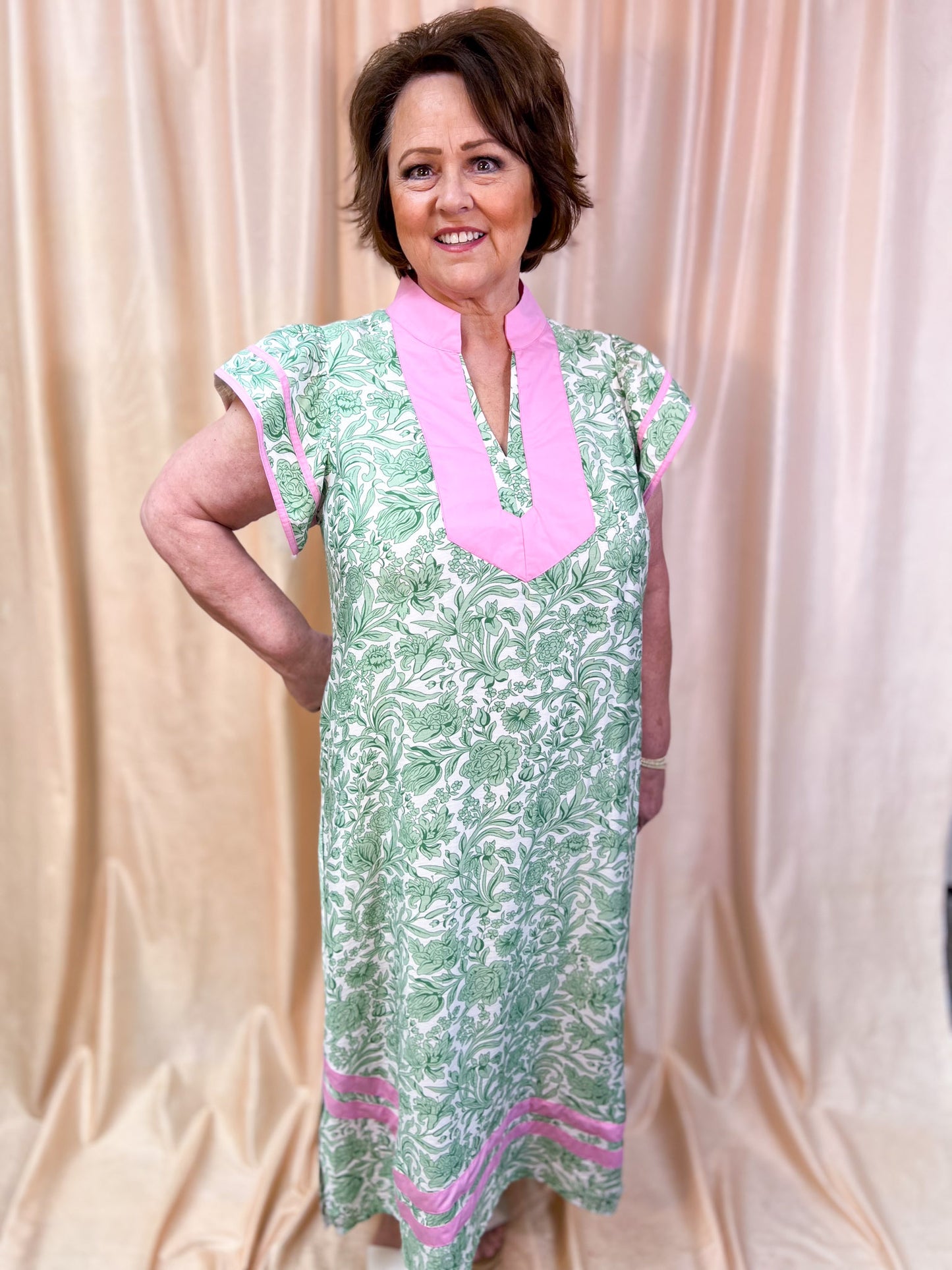 Heaven Sent Curvy Green & Pink Floral Dress