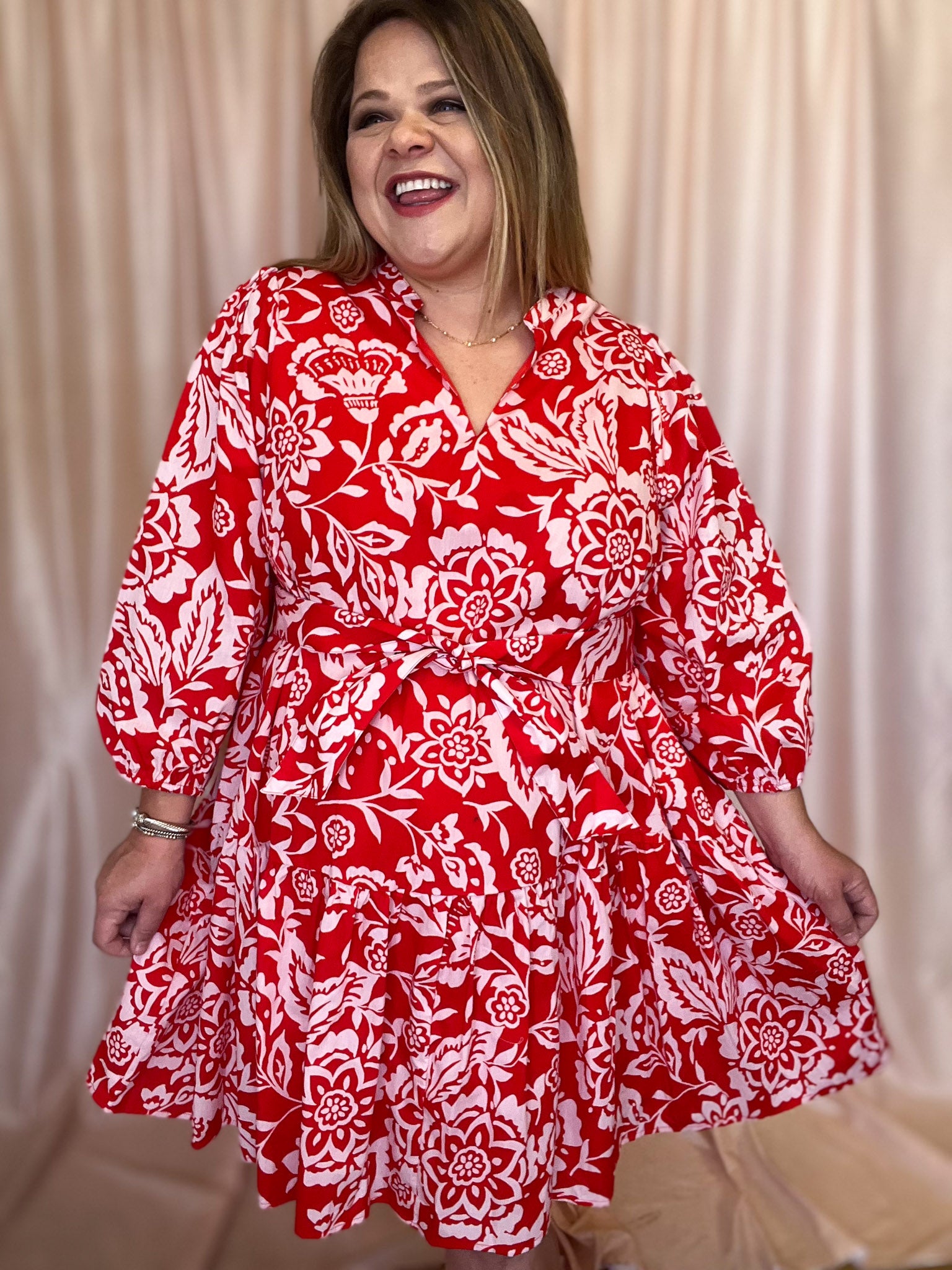 RESTOCKED! Hibiscus Haven Plus-Size Red Floral Dress 2X RESTOCKED! Hibiscus Haven Plus-Size Red Floral Dress 2X