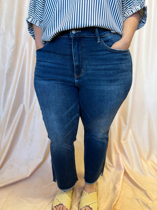 Judy Blue Plus-Size High Waist Dark Wash Kick Flare Jeans