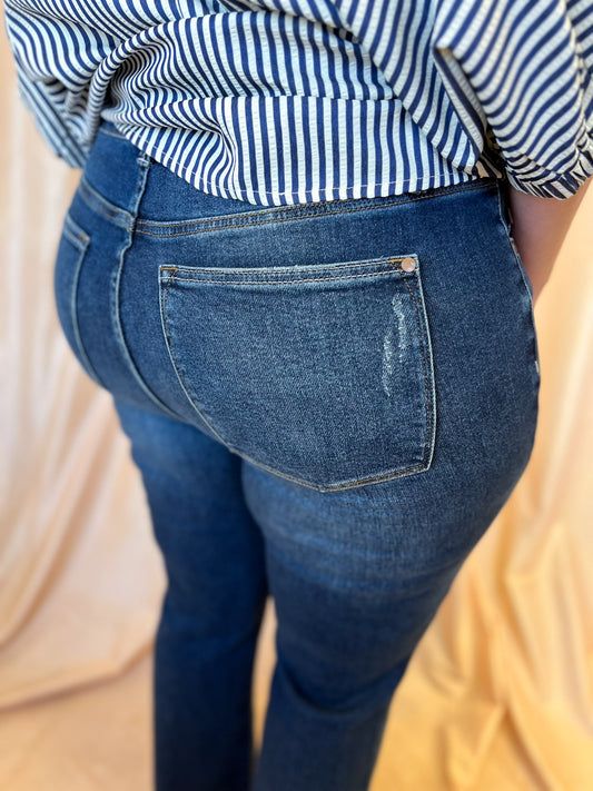 Judy Blue Plus-Size High Waist Dark Wash Kick Flare Jeans