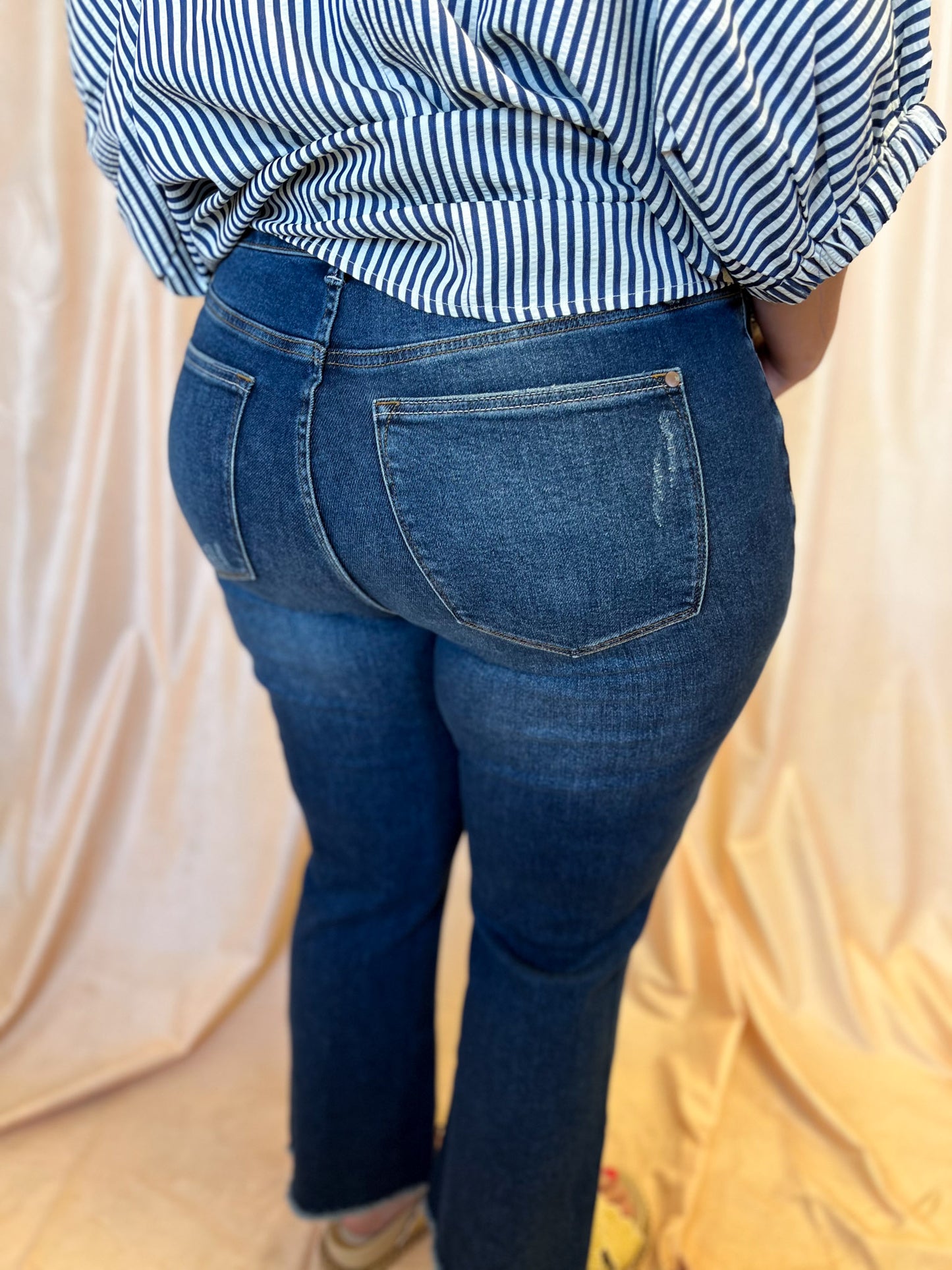 Judy Blue Plus-Size High Waist Dark Wash Kick Flare Jeans