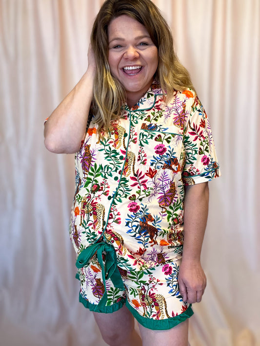Jungle Oasis Ruffle Pajama Set