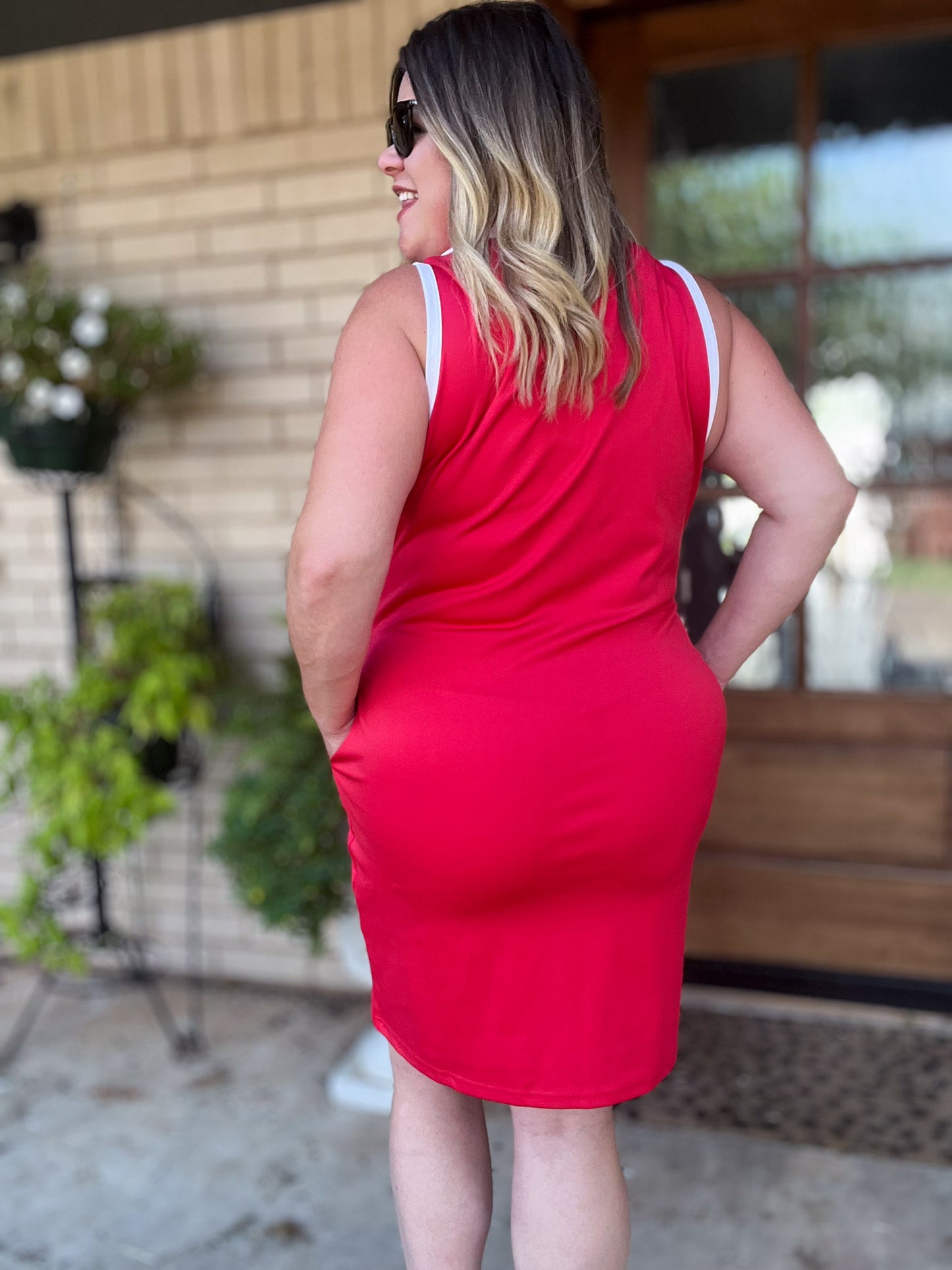 Just Another Day Plus-Size Red Half Zip Dress