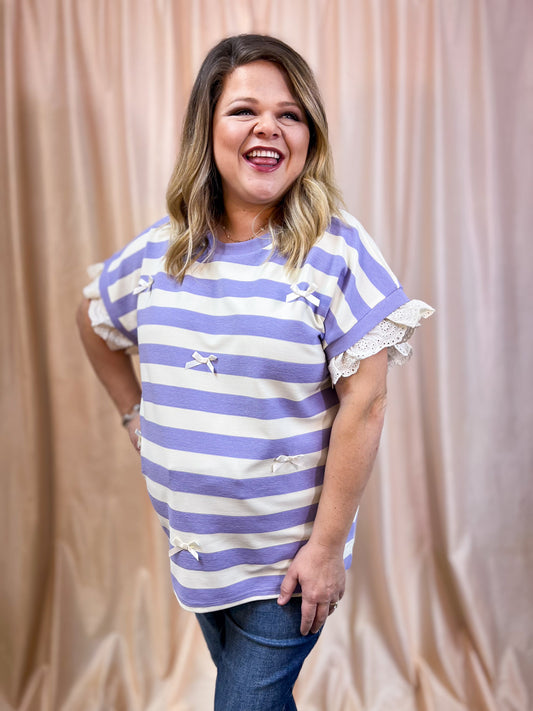 Just for Kicks Plus-Size Stripe Bow Top