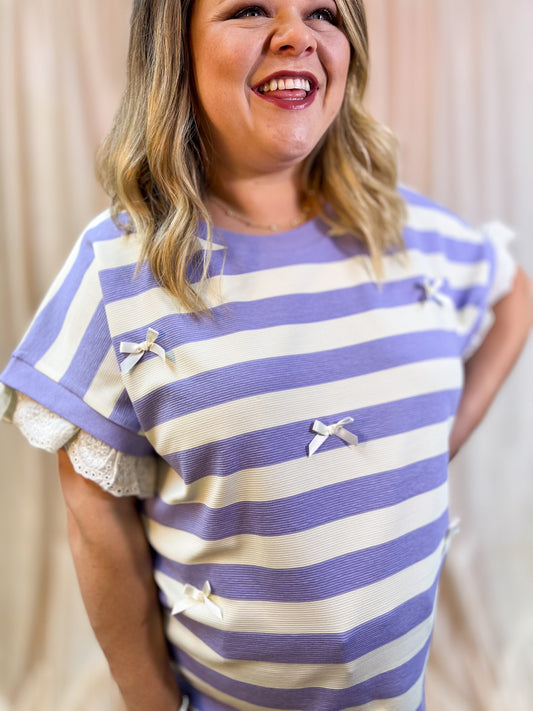Just for Kicks Plus-Size Stripe Bow Top