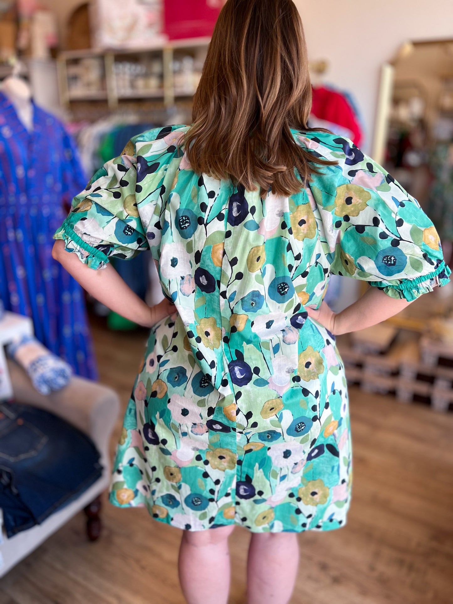 Kiwi Confections Curvy Jade Abstract Floral Dress